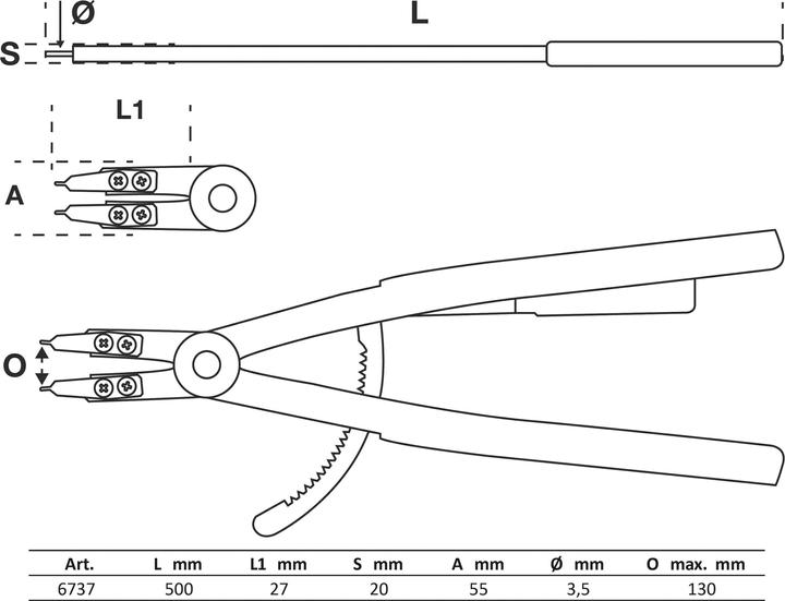 Produktbild BGS Sprengringzange gerade für Innensprengringe 500 mm (500 mm)