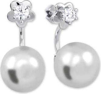 Produktbild Brilio Silver - Silver earrings with synthetic pearl and clear crystal 2in1 438 001 01784 04