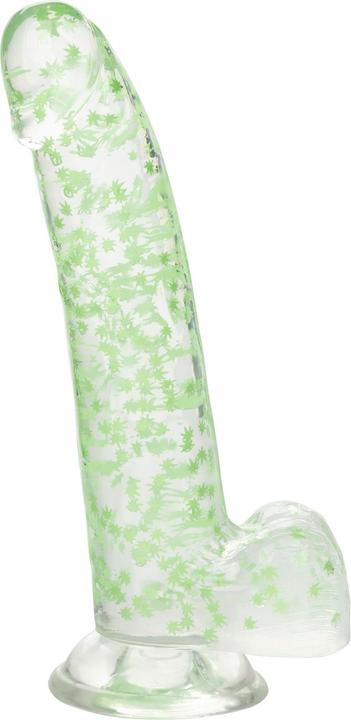 Actual product image CalExotics Naughty Bits® I Leaf Dick™ Glow-In-The-Dark Weed Leaf Dildo