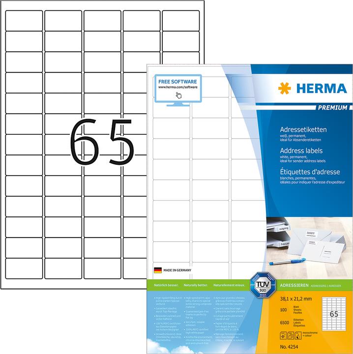 Produktbild HERMA Universal Etiketten A4