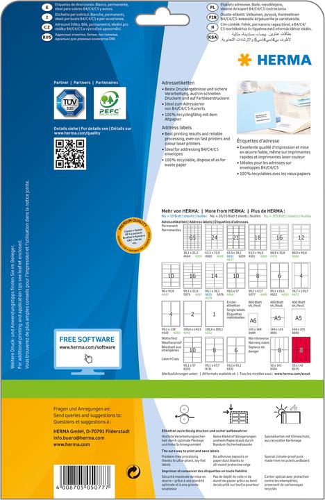 Actual product image HERMA Universal labels A4