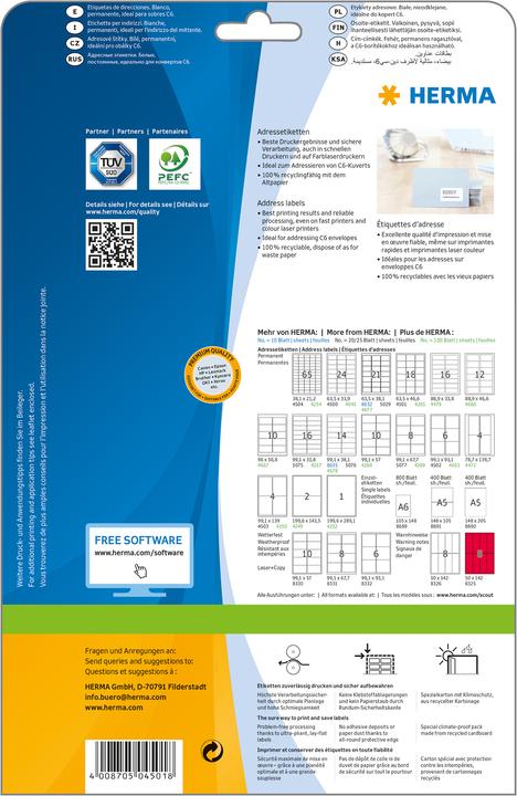 Image du produit Herma Étiquettes universelles A4