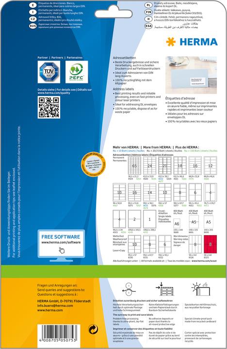 Actual product image HERMA Universal labels A4