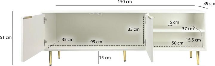 Actual product image FineBuy Lowboard FB114043 Spanplatte Weiss (150 x 39 x 51 cm)