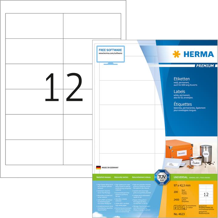 Produktbild HERMA Universal Etiketten A4