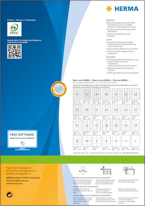 Produktbild Herma Universal Etiketten A4