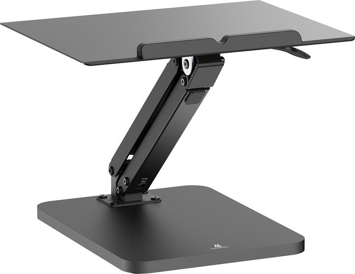Maclean desk stand for monitor or laptop gas spring for standing and sitting work black MC-493