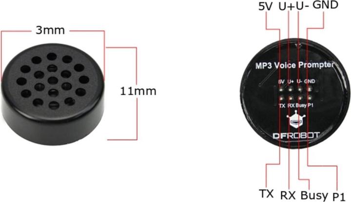 Image du produit DFRobot Module Voice Prompt MP3 avec haut-parleur intégré