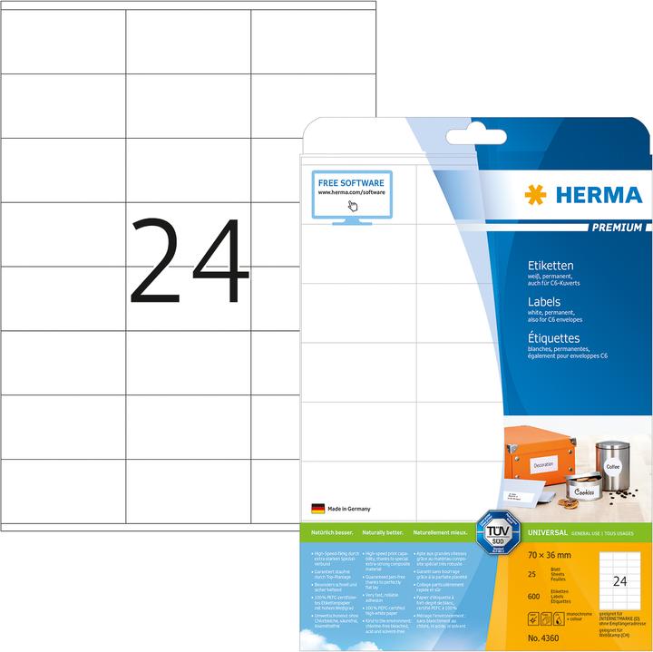 Actual product image Herma Address labels A4