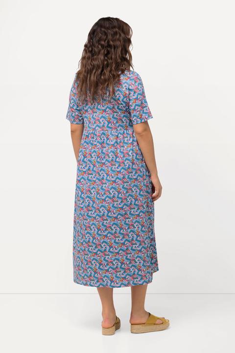 Actual product image Ulla Popken Geometric Print Short Sleeve Dress (46, 48)