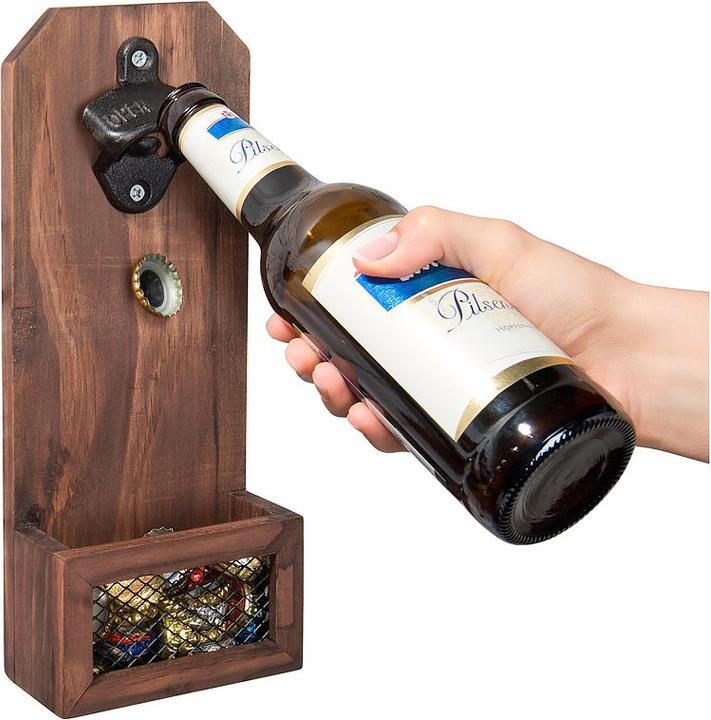 Produktbild Cucina di Modena 2er-Set Wand-Flaschenöffner mit Kronkorken-Auffangbehälter (Korkenzieher)