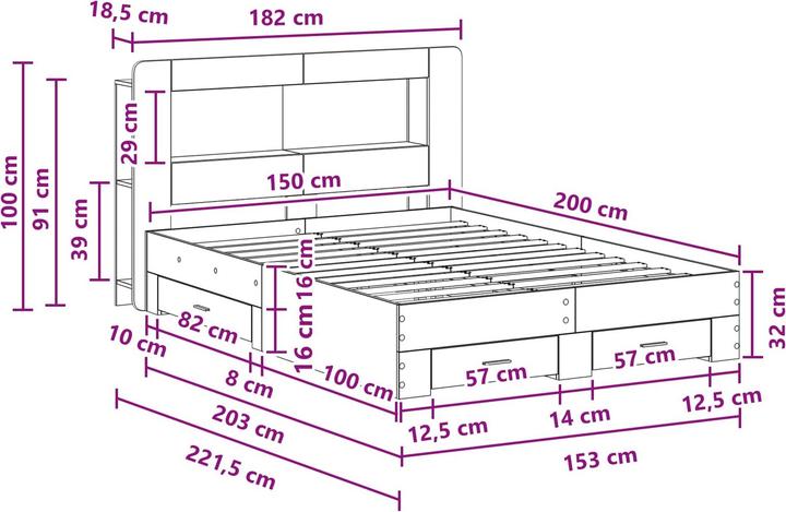 Produktbild vidaXL Bettrahmen (150 x 200 cm)
