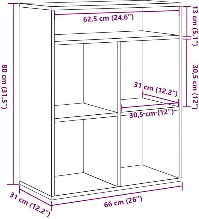 Image du produit vidaXL Bücherschrank (66 x 31 x 80 cm)