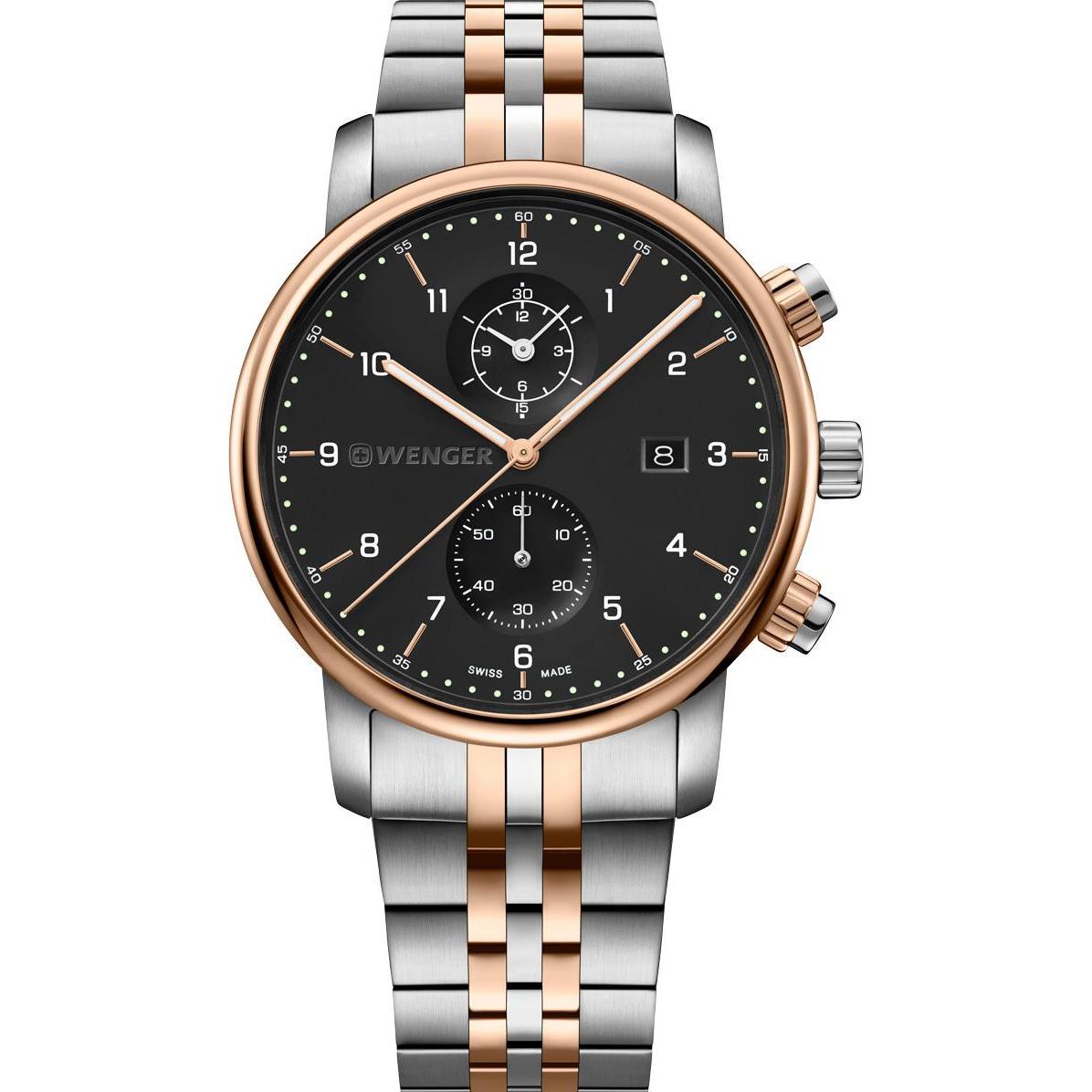 Wenger, Armbanduhr, Urban Classic Chrono, Silber, Rosa, (Chronograph, 42 mm)