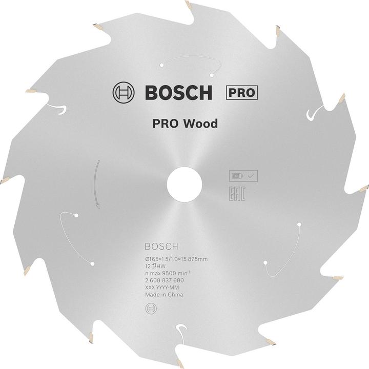 Actual product image Bosch Professional Zubehör PRO Wood cordless circular saw blade, 165 x 1.5 x 15.875 mm