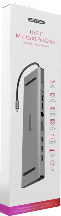 Productafbeelding Sitecom CN 389 Multiport Pro Dock (USB-C, 10 Havens)