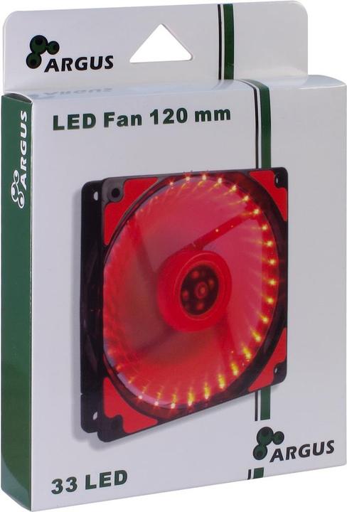 Produktbild Intertech L12025 - 120mm Luefter - rot 1200U/min 33 LED Spiraleffekt gummierte Auflagen fluid Gleitlager 3P... (120 mm, 1x)