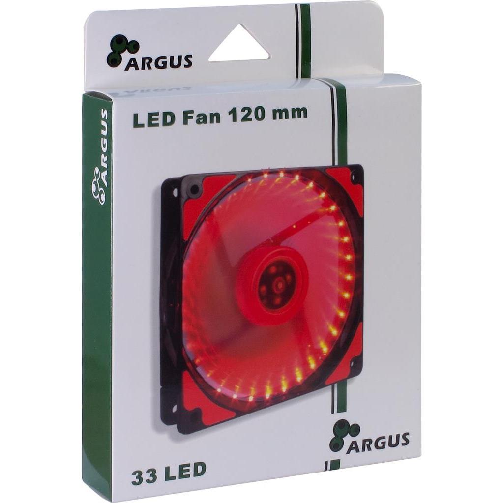 Thumbnail - Intertech L12025 - 120mm Luefter - rot 1200U/min 33 LED Spiraleffekt gummierte Auflagen fluid Gleitlager 3P... (120 mm, ...