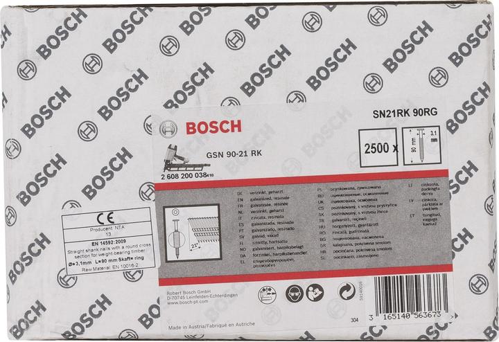 Produktbild Bosch Professional Zubehör Rundkopf-Streifennagel SN21RK 90RG 3,1 mm, 90 mm, verzinkt, gerillt