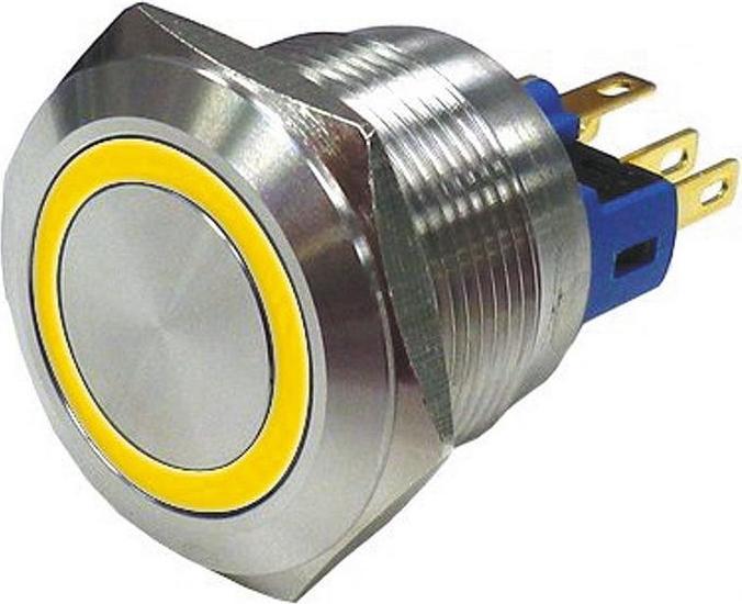 Produktbild RS PRO Switch Pushbutton Stainless Yellow ring