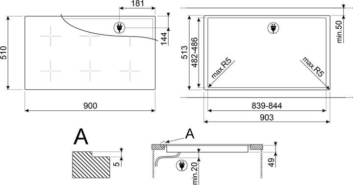 Image du produit Smeg PLAQUE DE CUISSON INDUCTIE SI2951D (90 cm, Table de cuisson à induction)
