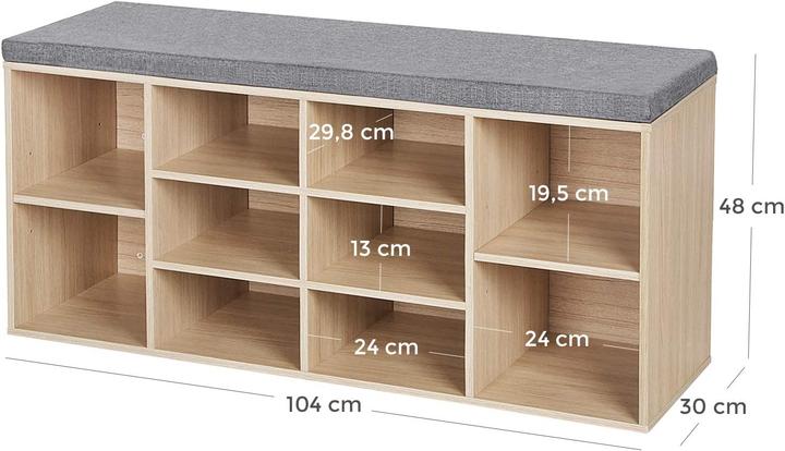 Actual product image Vasagle Shoe bench LHS10NLV1 oak, grey wood 104.0 cm (30 x 104 x 48 cm)