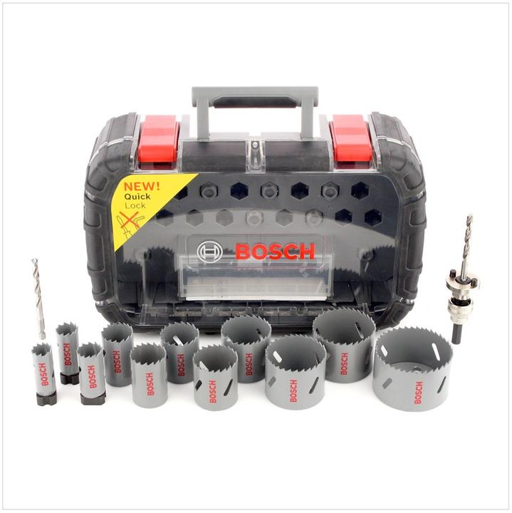 Actual product image Bosch Professional Zubehör 17-piece hole saw set, HSS bi-metal, universal, 20-64/76 mm (64 millimetres, 51 millimetres, 20 millimetres, 22 millimetres, 32millimetre, 40 millimetres, 25 millimetres, 35 millimetres, 44 millimetres, 60 millimetres, 76 millimetres)