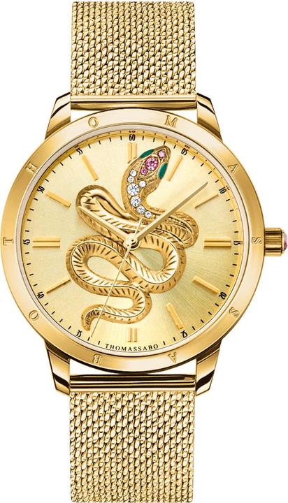 Produktbild Thomas Sabo Damenuhr Schlange in 3D-Optik gelbgoldfarben (33 mm)