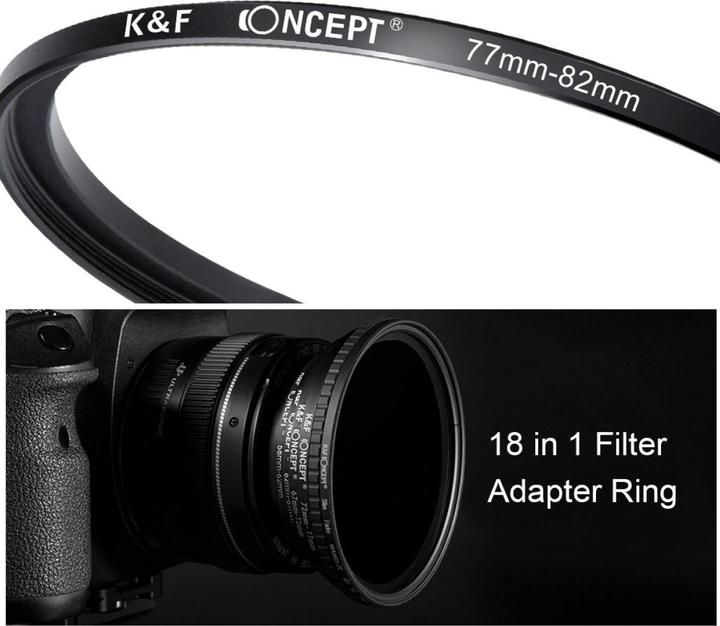 Produktbild K&F Concept 18pcs Filter Ring Adapter Set, Camera Lens Filter Metal Stepping Rings Kit (9pcs Step + 9pcs Step Do (Objektivfilter Adapter)