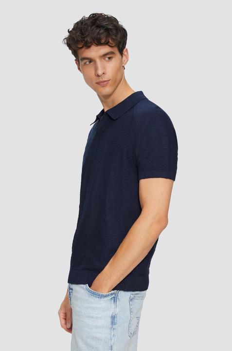 Produktbild S.Oliver Strickpullover Gestricktes Poloshirt mit Flammgarnstruktur (XXL)