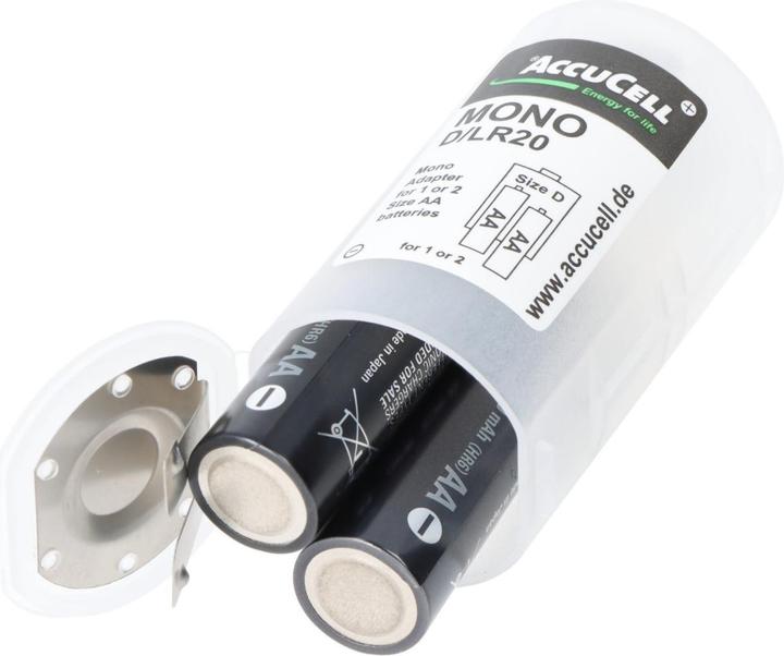 Actual product image Panasonic Mono 5000mAh consisting of 1x AccuCell Adapter D and 2x eneloop pro AA (3 pcs., AA, 2500 mAh)