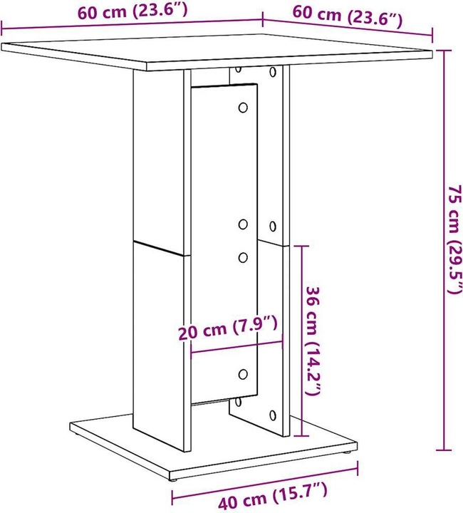 Actual product image VidaXL Bistrotisch -Optik (60 x 60 x 75 cm)