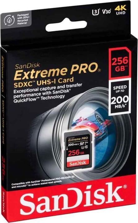 Produktbild Sandisk Extreme PRO UHS-I V30 (256 GB, SDXC, U3, UHS-I)