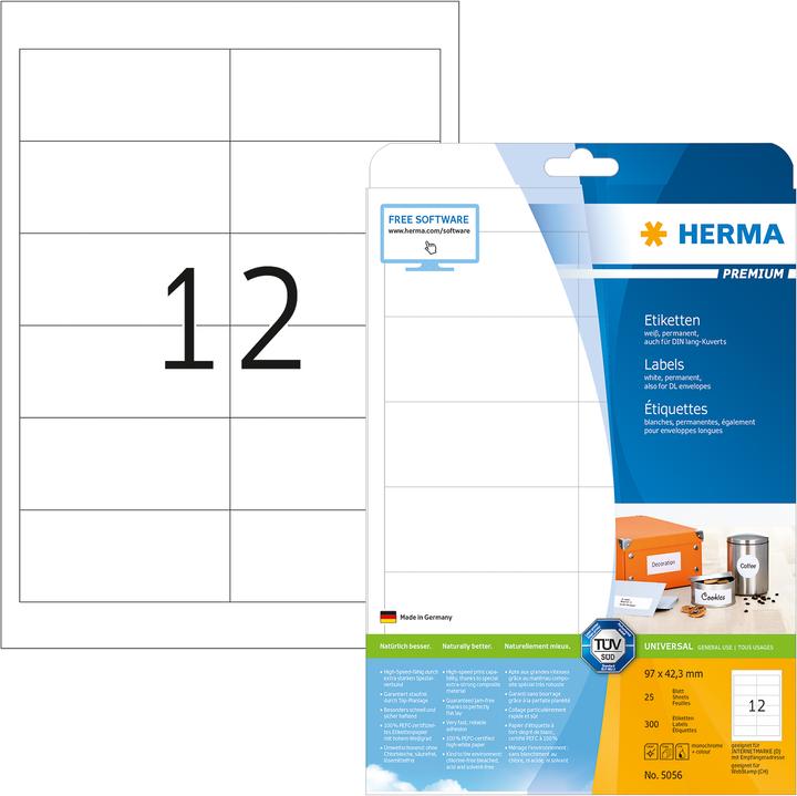 Produktbild HERMA Universal Etiketten A4