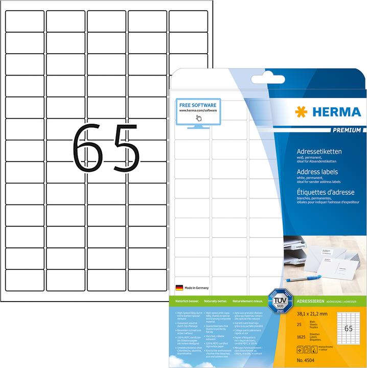 Produktbild HERMA Universal Etiketten A4