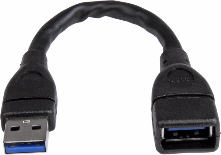 Actual product image StarTech 15cm USB 3.0 extension cable - USB 3 type A cable extension - male/female - black (0.15 m, USB 3.0)