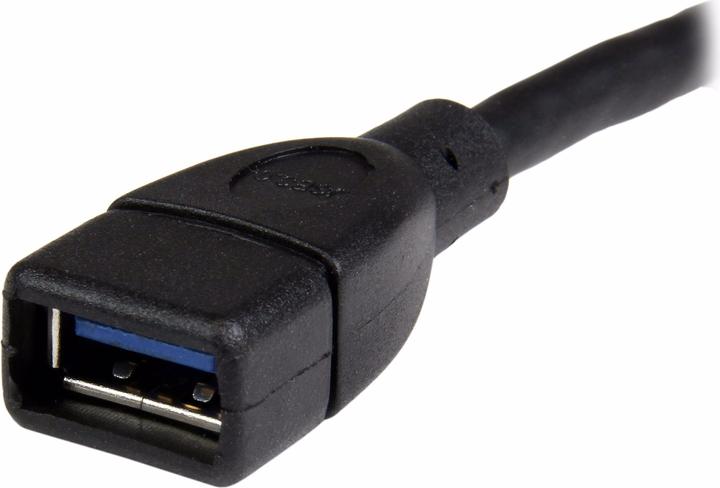 Actual product image StarTech 15cm USB 3.0 extension cable - USB 3 type A cable extension - male/female - black (0.15 m, USB 3.0)