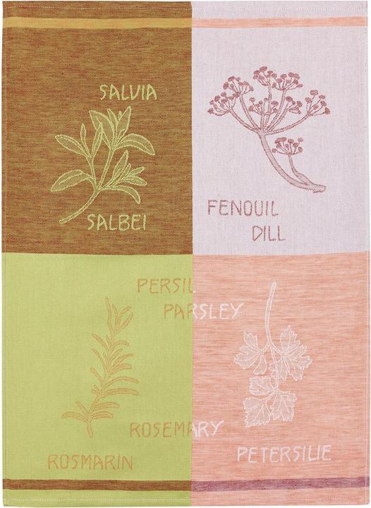 Actual product image Kracht Pack of 3 half linen tea towels kitchen herbs (50 x 70 cm)