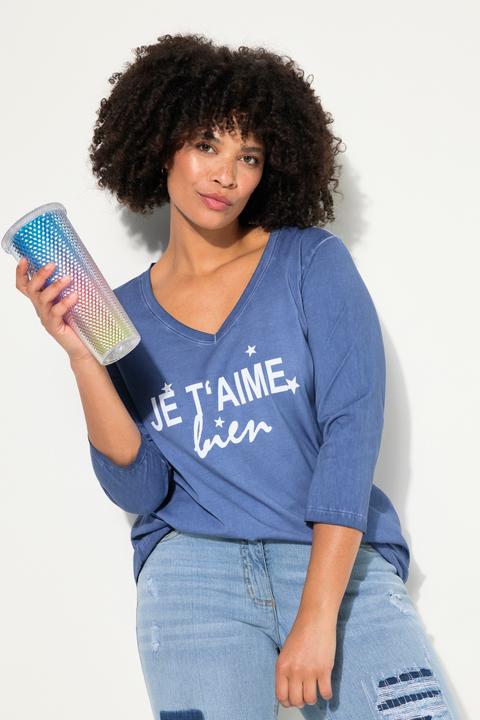 Image du produit Angel of Style T-shirt à délavage cold dyed et imprimé à message. Col et manches longues (44)