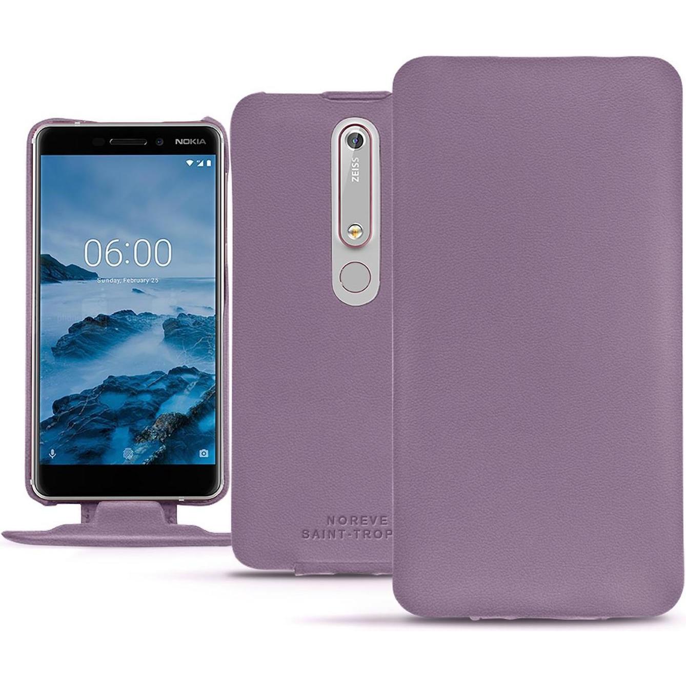 Noreve Lederschutzhülle vertikal (Nokia 6 (2018)), Smartphone Hülle, Violett