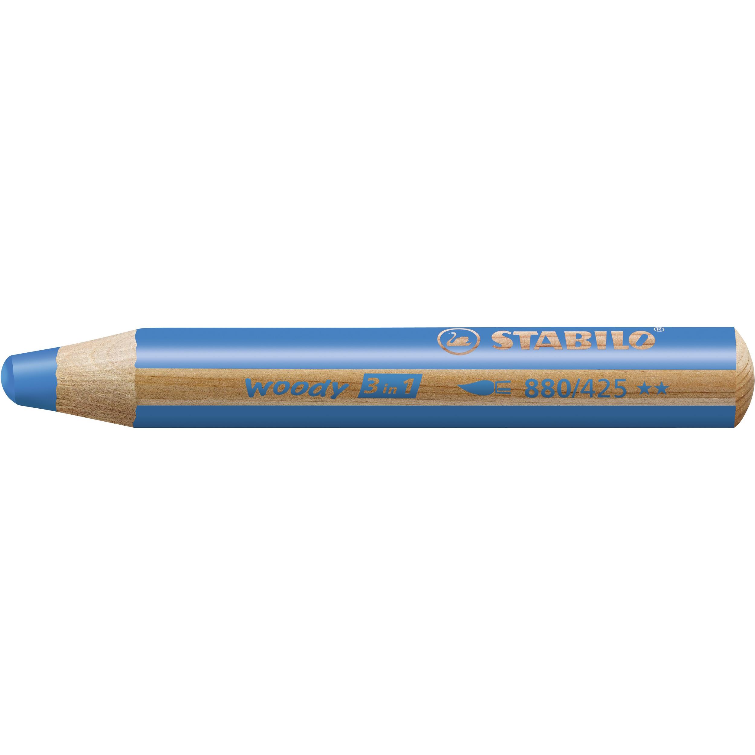 5x STABILO, Malstifte, woody 3 in 1 Buntstift (Mittelblau, 1 x)