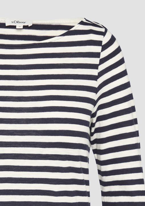 Produktbild S.Oliver T-Shirt Geringeltes Langarmshirt aus Flammgarn mit U-Boot-Ausschnitt (36)