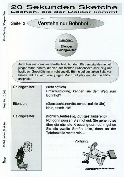 Produktbild 20 ganz kurze Mini-Sketche (Deutsch, Autorenteam Kohl-Verlag, 2001)