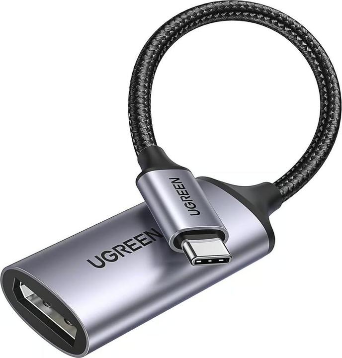 Image du produit Ugreen USB-C to DisplayPort Adapter 8K @ 60Hz, 10cm - Gray/Black (USB-C, 10 cm)
