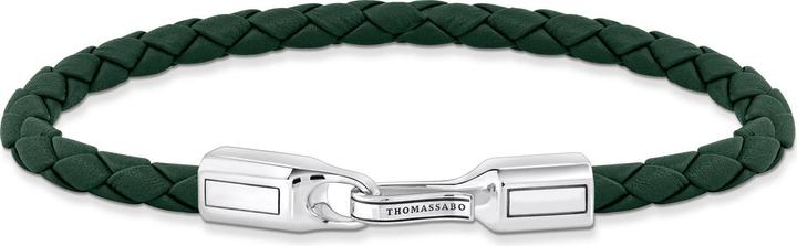 Image du produit Thomas Sabo Bracelet en cuir vert argent (19 cm, Cuir, Noirci, Argent sterling 925)