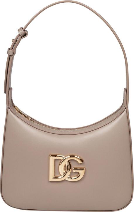 Actual product image Dolce & Gabbana 3.5 leather shoulder bag with dg logo taupe