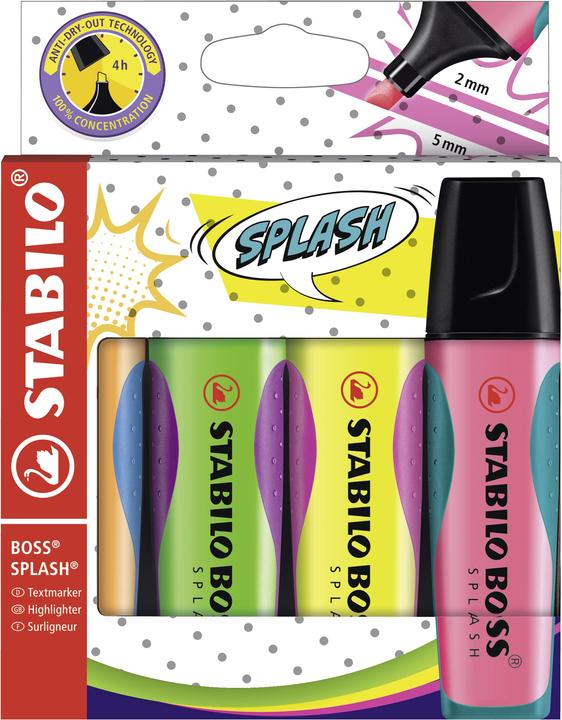Actual product image STABILO BOSS SPLASH highlighter (Pink, Green, Yellow, Orange, 5 mm)