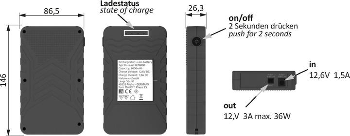 Productafbeelding Halemeier LitePac 6000 Li-Ion 12 V accu