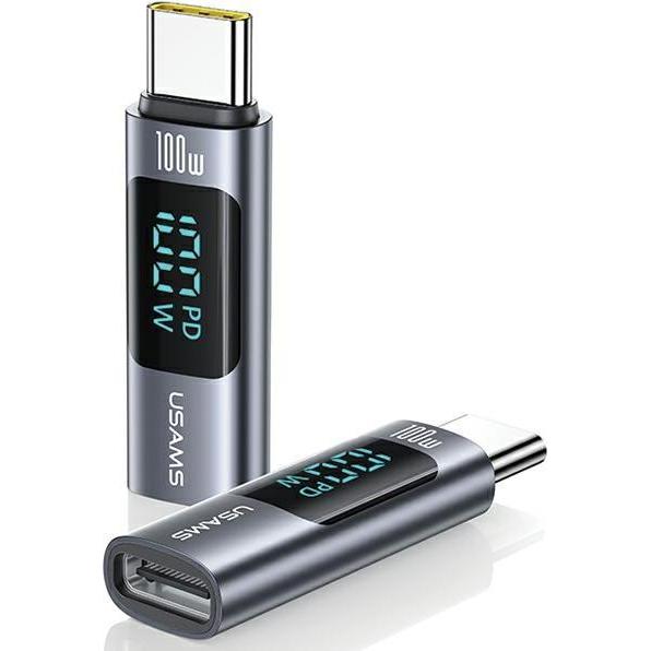 Usams Adapter AU18 USB-C - USB-C Digital Display 100W stalowy/aluminium SJ682TC01 (US-SJ682) (USB Typ-C), Data + Video A...