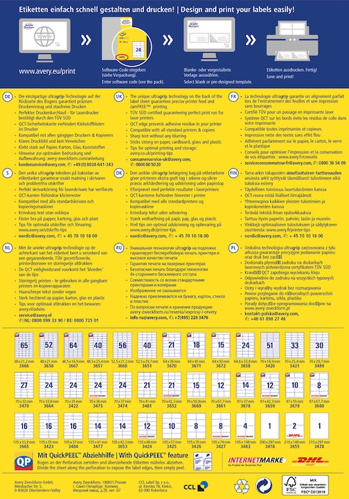 Produktbild Avery Universal-Etiketten